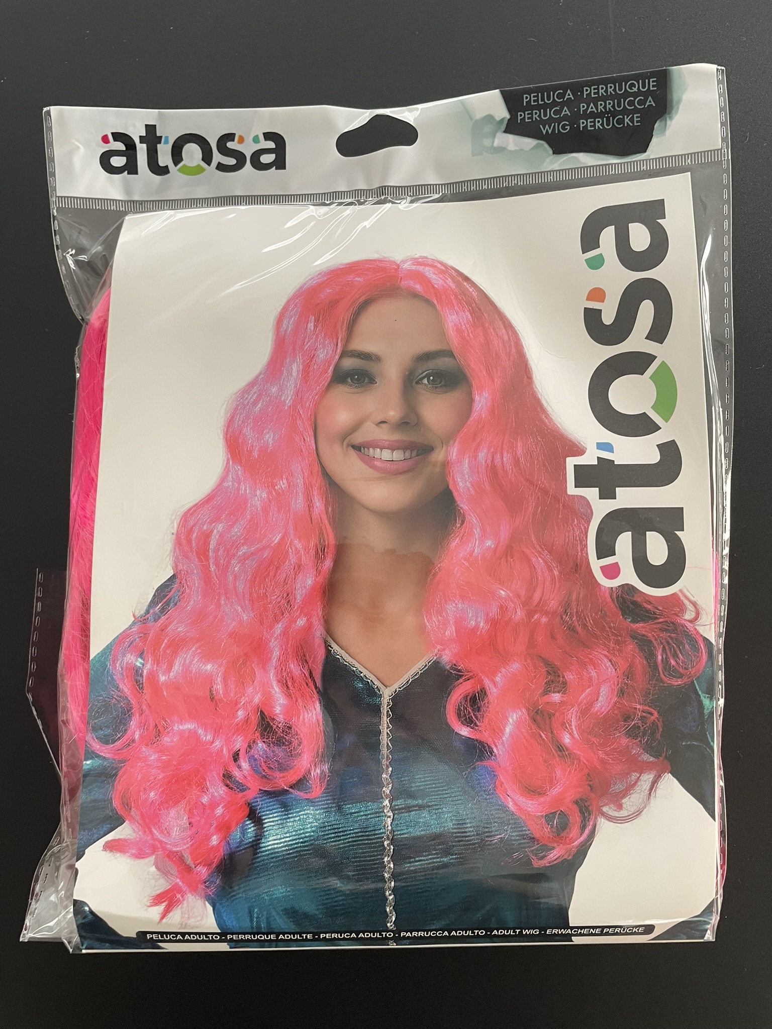 Peruca Rosa Ondulada Comprida